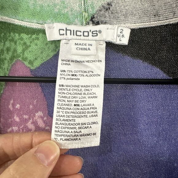 Chicos Summer Romance Tropical Midi Cardigan Womens L Colorful Open Beach - Picture 6 of 7